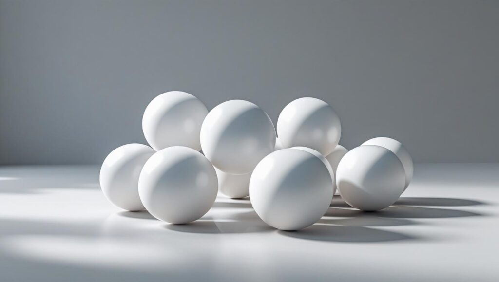 Sok pongpong labda egymáson az asztalon - pingpong labdás játékokra ötletek.