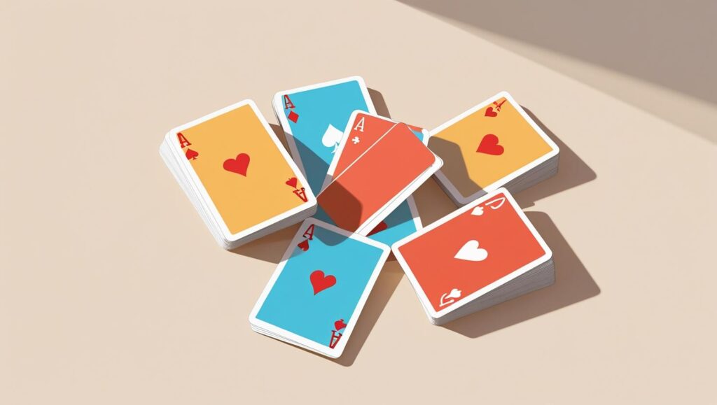 Kártyák hevernek az asztalon. - kártya játék ötletek.